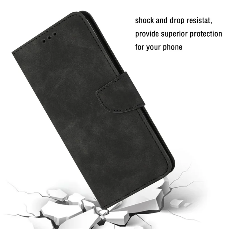 For Xiaomi Redmi Note 11 4G (Qualcomm)/Redmi Note 11S 4G Solid Color PU Leather Handbag Magnetic Closure Stand Wallet Phone Case with Wrist Strap - Black