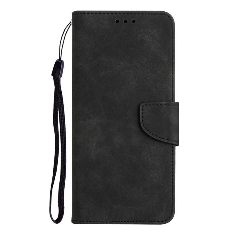 For Xiaomi Redmi Note 11 4G (Qualcomm)/Redmi Note 11S 4G Solid Color PU Leather Handbag Magnetic Closure Stand Wallet Phone Case with Wrist Strap - Black