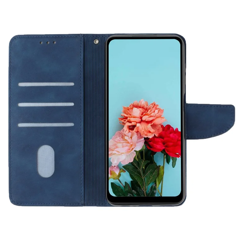 For Xiaomi Redmi Note 11 4G (Qualcomm)/Redmi Note 11S 4G Solid Color PU Leather Handbag Magnetic Closure Stand Wallet Phone Case with Wrist Strap - Blue