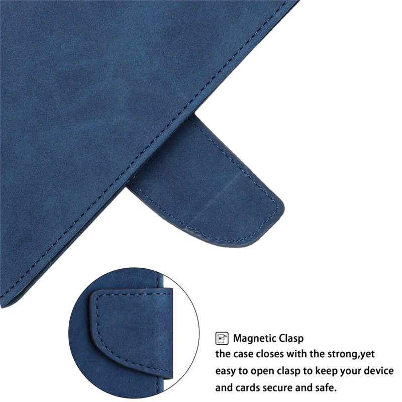 For Xiaomi Redmi Note 11 4G (Qualcomm)/Redmi Note 11S 4G Solid Color PU Leather Handbag Magnetic Closure Stand Wallet Phone Case with Wrist Strap - Blue