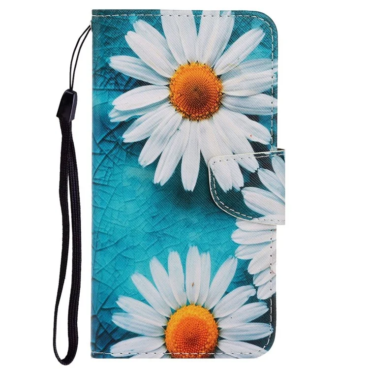 Custodia per telefono in pelle PU con stampa a motivo per Xiaomi 12 Lite 5G, Custodia a portafoglio con supporto e cinturino - Crisantemo