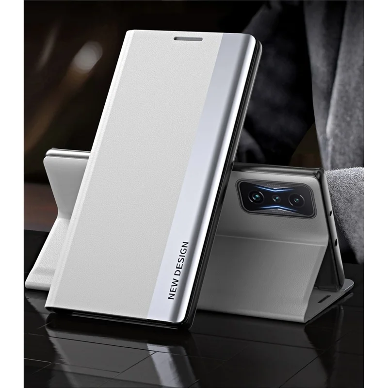 For Xiaomi Poco F4 GT 5G / Redmi K50 Gaming Stand Function PU Leather Electroplating Case Mobile Phone Cover - White