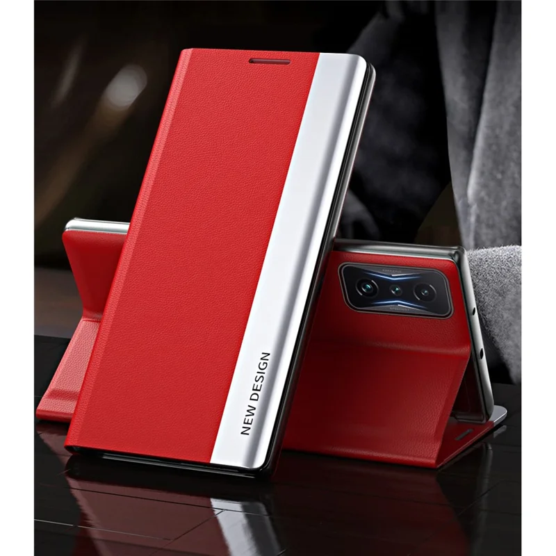 For Xiaomi Poco F4 GT 5G / Redmi K50 Gaming Stand Function PU Leather Electroplating Case Mobile Phone Cover - Red