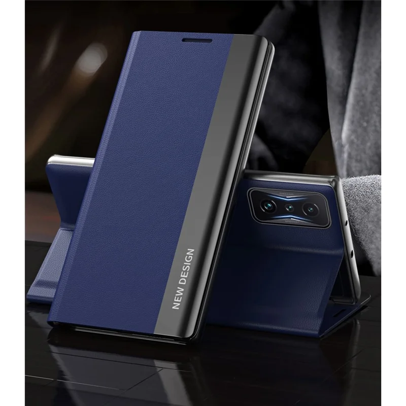 For Xiaomi Poco F4 GT 5G / Redmi K50 Gaming Stand Function PU Leather Electroplating Case Mobile Phone Cover - Sapphire