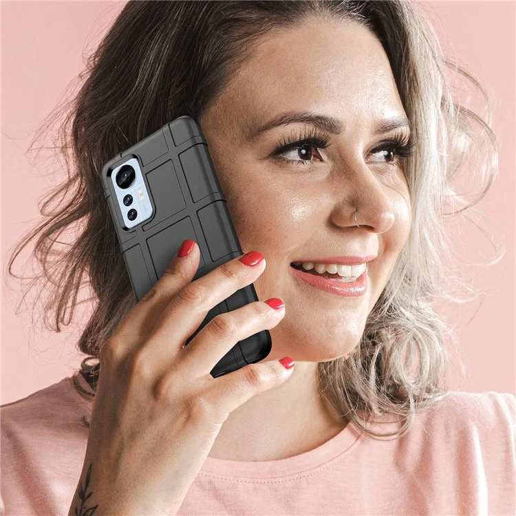 Para Xiaomi 12 Lite 5G Robagem Rougada Casal de Phone Não Deslizamento Espessado TPU Chupetion Capa - Preto