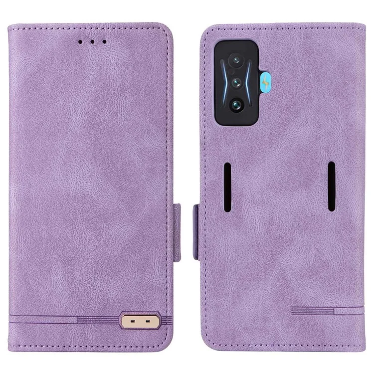 For Xiaomi Poco F4 GT/Redmi K50 Gaming PU Leather Side Magnetic Clasp Case Wallet Stand Hardware Design Phone Cover - Purple