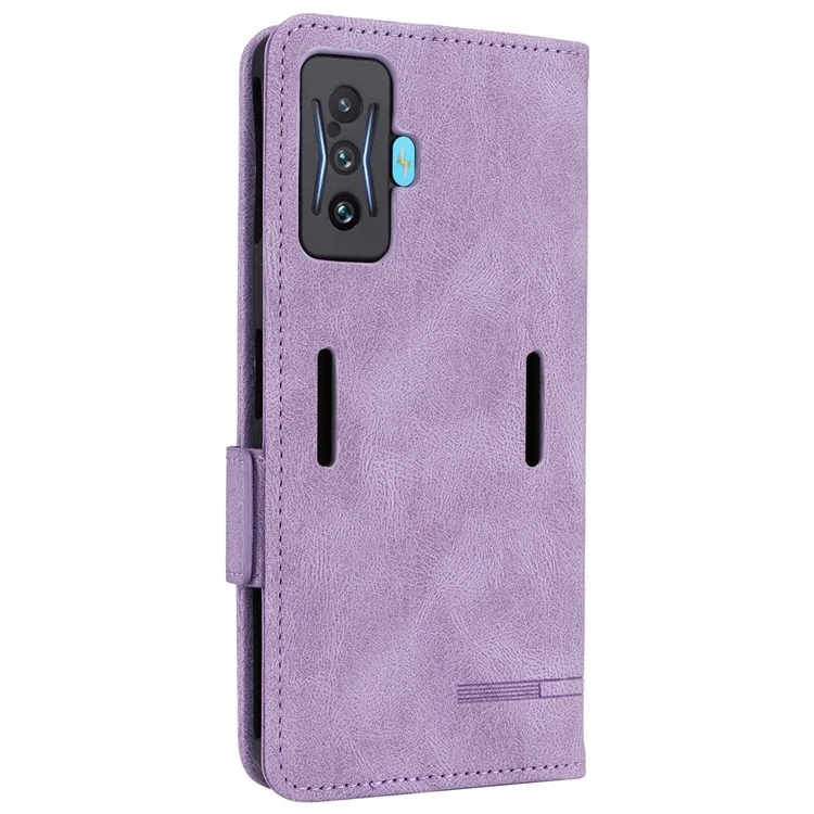 For Xiaomi Poco F4 GT/Redmi K50 Gaming PU Leather Side Magnetic Clasp Case Wallet Stand Hardware Design Phone Cover - Purple