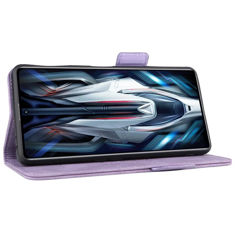 For Xiaomi Poco F4 GT/Redmi K50 Gaming PU Leather Side Magnetic Clasp Case Wallet Stand Hardware Design Phone Cover - Purple