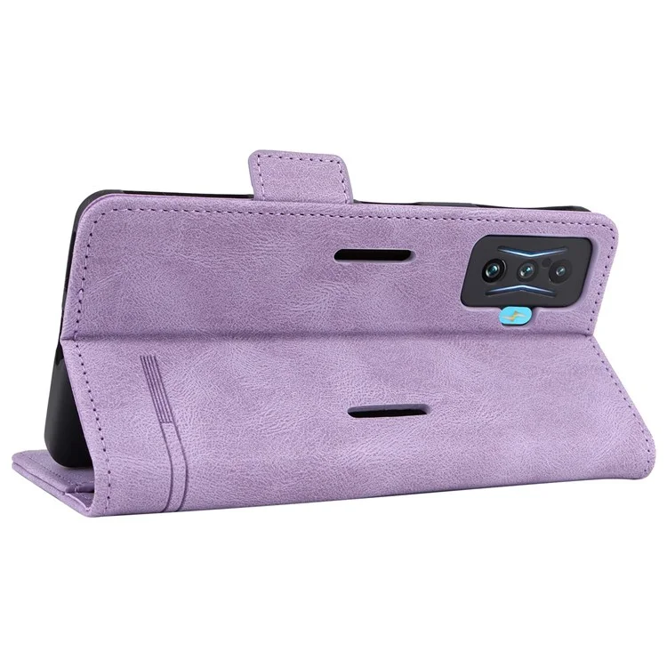 For Xiaomi Poco F4 GT/Redmi K50 Gaming PU Leather Side Magnetic Clasp Case Wallet Stand Hardware Design Phone Cover - Purple