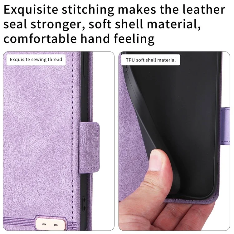 For Xiaomi Poco F4 GT/Redmi K50 Gaming PU Leather Side Magnetic Clasp Case Wallet Stand Hardware Design Phone Cover - Purple