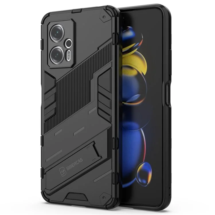 For Xiaomi Redmi Note 11T Pro 5G / Note 11T Pro+ 5G / Poco X4 GT 5G / Redmi K50i 5G Kickstand Case PC Soft TPU Cover - Black