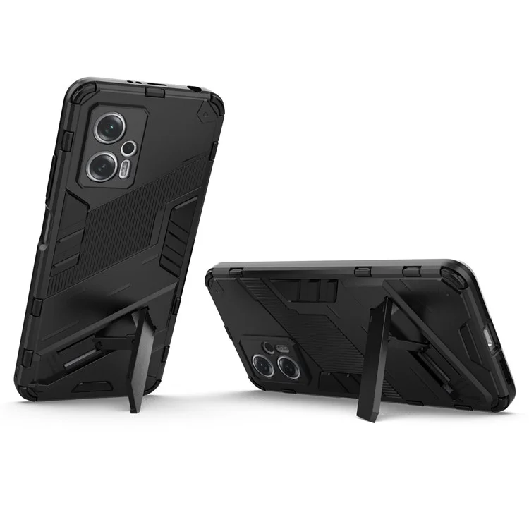 For Xiaomi Redmi Note 11T Pro 5G / Note 11T Pro+ 5G / Poco X4 GT 5G / Redmi K50i 5G Kickstand Case PC Soft TPU Cover - Black