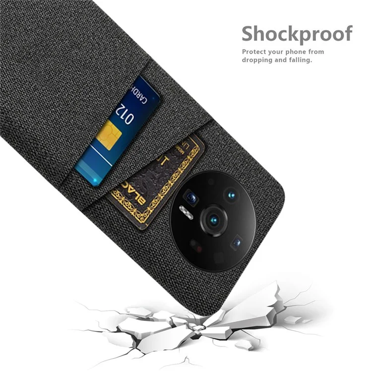 For Xiaomi 12S Ultra 5G Cloth Texture Anti-shock Phone Case with Dual Card Slots Anti-fall Cell Phone Cover - Black