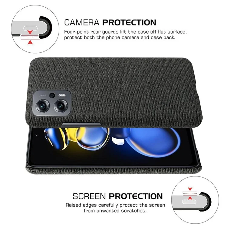Für Xiaomi Redmi Note 11T Pro 5G/Note 11T Pro+ 5g/poco X4 GT 5G Telefonhülle Feste Farbkleidung Mit Stoffbehinderten Stoffstoff-drop-proof-telefonabdeckung - Schwarz
