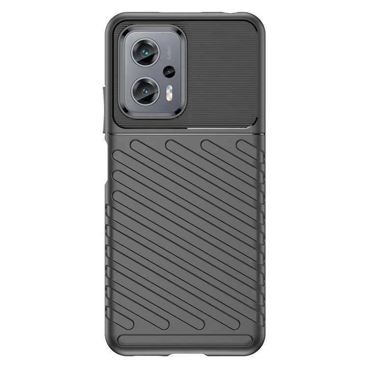 Für Xiaomi Redmi Note 11T Pro 5G/Note 11T Pro+ 5g/poco X4 GT 5G Thunder-serie Verdickte Tpu-telefonhülle Twill Textur Anti-fingerabdruck-anti-schock-protektor - Schwarz