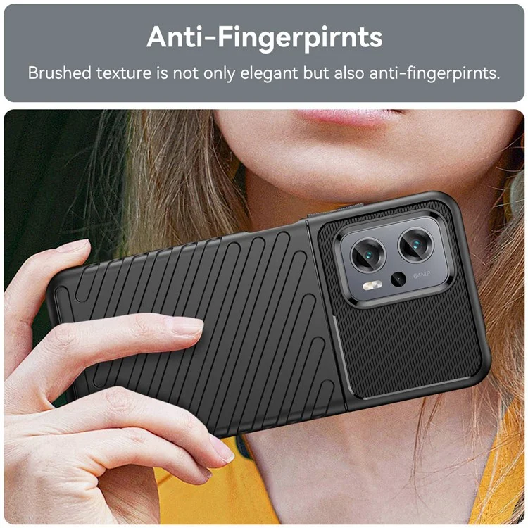 Für Xiaomi Redmi Note 11T Pro 5G/Note 11T Pro+ 5g/poco X4 GT 5G Thunder-serie Verdickte Tpu-telefonhülle Twill Textur Anti-fingerabdruck-anti-schock-protektor - Schwarz