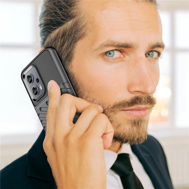 Para Xiaomi Redmi Note 11T Pro 5G / Note 11T Pro+ 5G / Note 12T Pro 5G / Poco X4 GT 5G / Redmi K50i 5G Thunder Series Funda de teléfono de TPU con textura de espiga Antihuellas dactilares Antichoque Protector - Negro