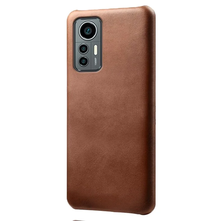 Для Xiaomi 12 Lite 5G Износостойкий телефонный чехол из кожи теленка с текстурированным ПУ-покрытием и жестким ПК - коричневый