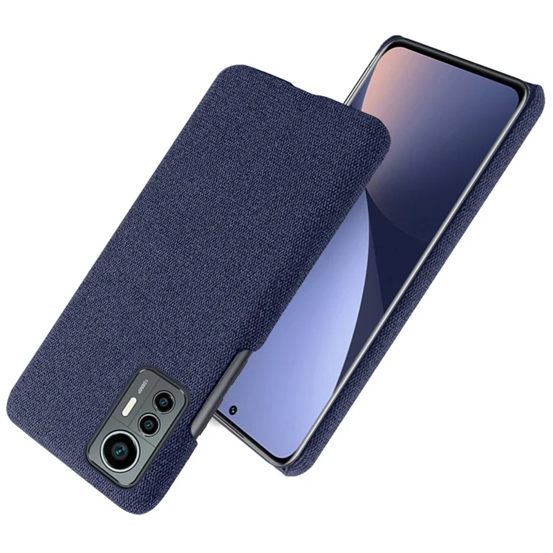 For Xiaomi 12 Lite 5G Non-slip Phone Case Solid Color Wear-resistant Cloth Fabric Drop-proof Phone Cover - Blue