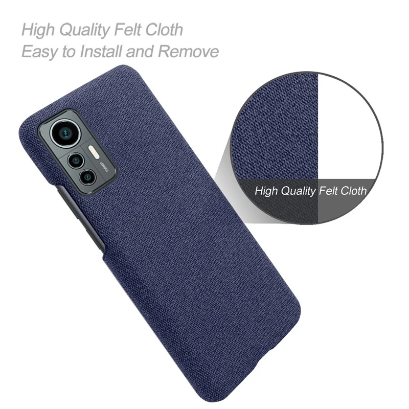 For Xiaomi 12 Lite 5G Non-slip Phone Case Solid Color Wear-resistant Cloth Fabric Drop-proof Phone Cover - Blue