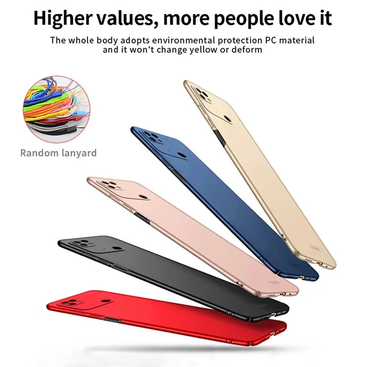MOFI JK PC-Serie-1 Schild für Xiaomi Redmi 10C/Redmi 10 Power Matt Case Hard PC Stoßfeste Schutzhülle mit Trageriemen - Schwarz