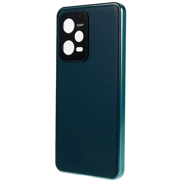 For Xiaomi Redmi Note 12 Pro 5G  Tempered Glass + PU Leather Electroplating Phone Cover Magnetic Absorption Lock Full Coverage Case - Cyan