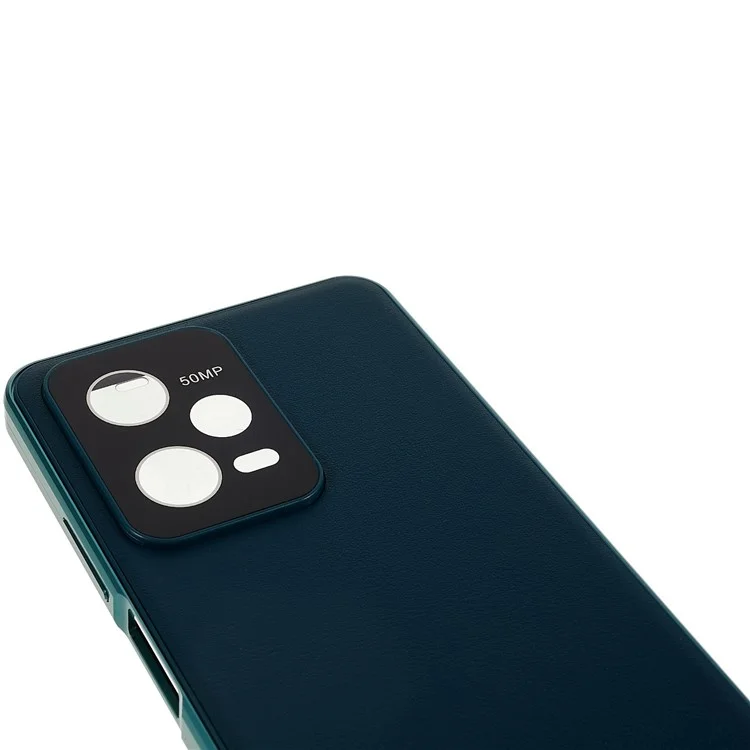 For Xiaomi Redmi Note 12 Pro 5G  Tempered Glass + PU Leather Electroplating Phone Cover Magnetic Absorption Lock Full Coverage Case - Cyan