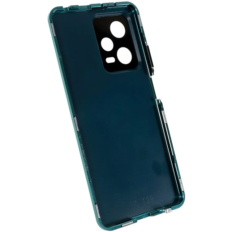 For Xiaomi Redmi Note 12 Pro 5G  Tempered Glass + PU Leather Electroplating Phone Cover Magnetic Absorption Lock Full Coverage Case - Cyan