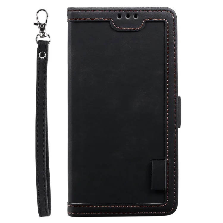 Case de Teléfonos Celulares Para Xiaomi Redmi A1 4G, Volteo de Cuero de Cuero de Billetera de Estilo de Empalme Retro Con Correa - Negro