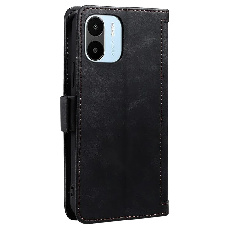 Case de Teléfonos Celulares Para Xiaomi Redmi A1 4G, Volteo de Cuero de Cuero de Billetera de Estilo de Empalme Retro Con Correa - Negro