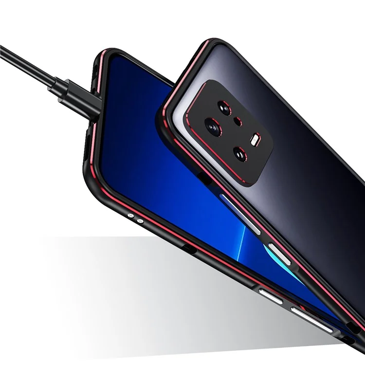 Для Xiaomi 13 Pro 5G Металлический каркас Чехол для телефона с крышкой объектива камеры Теплоотвод Чехол для телефона - Черный / Красный