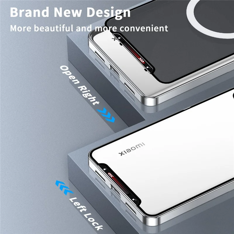 Para Xiaomi 13 5G Case de Teléfono Magnético Mate Cubierta de Teléfono de Protección de Lente de Borde Metálico - Plata