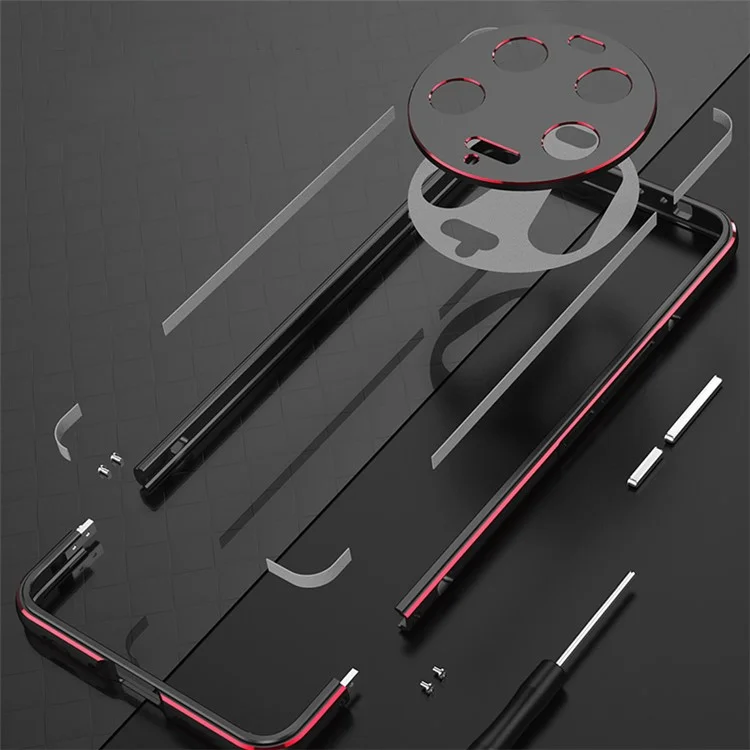 For Xiaomi 13 Ultra Anti-Scratch Phone Case PU Leather+Metal Frame Slim Shell with Camera Lens Cover - Black+Blue
