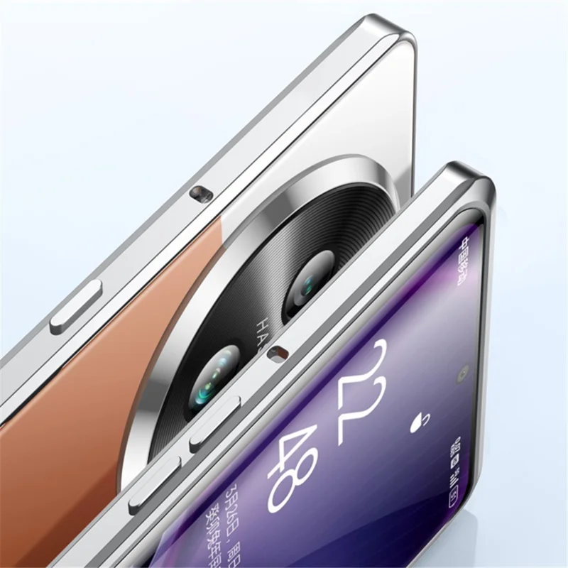 For Oppo Find X6 Pro Magnetic Phone Case Electroplating Metal Frame Matte Back Cover with Lens Protector - Green