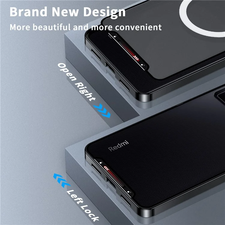 Aroma Design Metall+PC Slim Case für Xiaomi Redmi K60 Ultra / 13T / 13T Pro Anti-Drop Lens Guard Handyhülle kompatibel mit MagSafe - Schwarz
