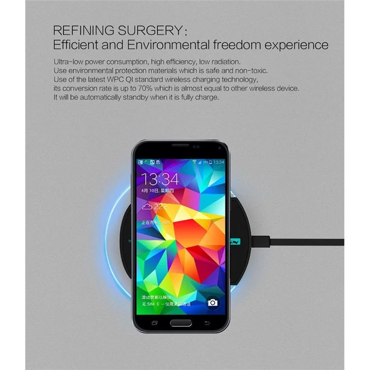NILLKIN Magic Disk II Wireless Charger for Samsung S6 / S6 Edge LG Nokia Motorola iPhone - White