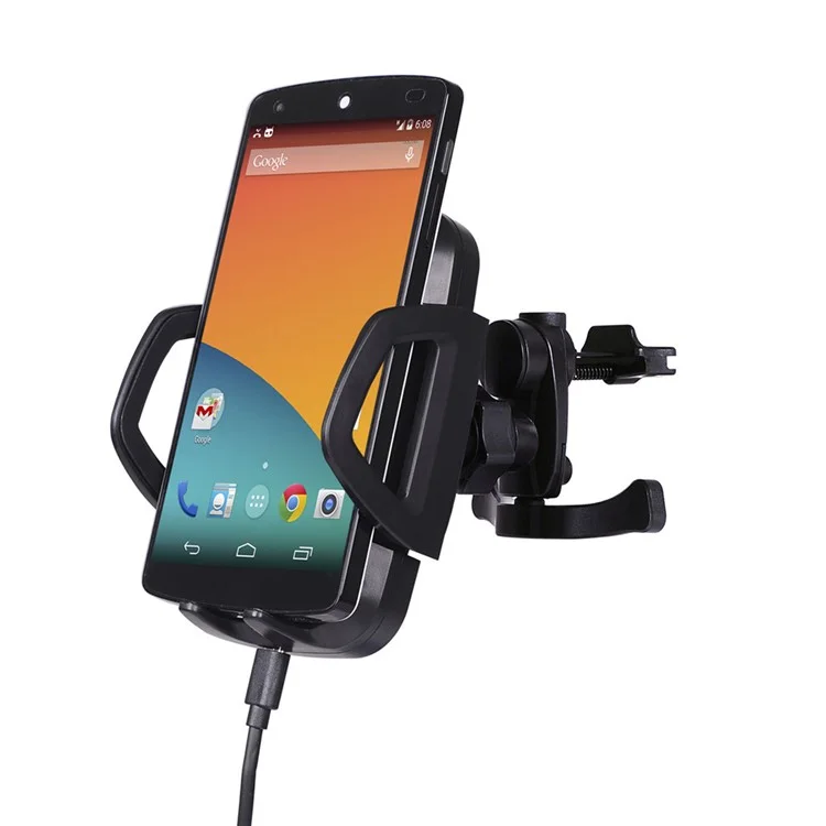C3A 3 Coils Qi Wireless Charger with Rotary Car Air Vent Mount for Samsung Galaxy S6/S6 Edge LG G3 etc.