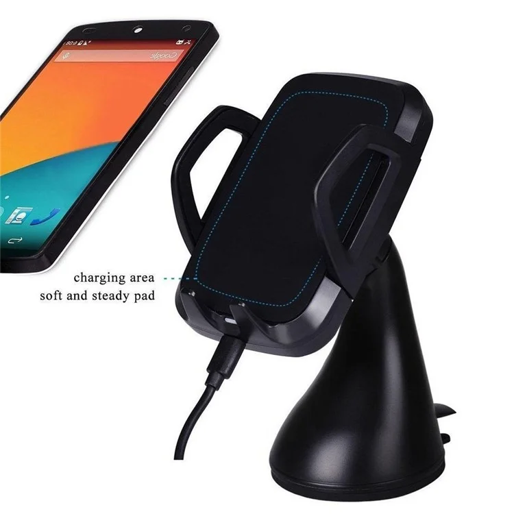 C3E 3 Coils Qi Wireless Charger with Car Suction Cup and Air Vent Mount for Samsung Galaxy S6/S6 Edge LG G3 etc.
