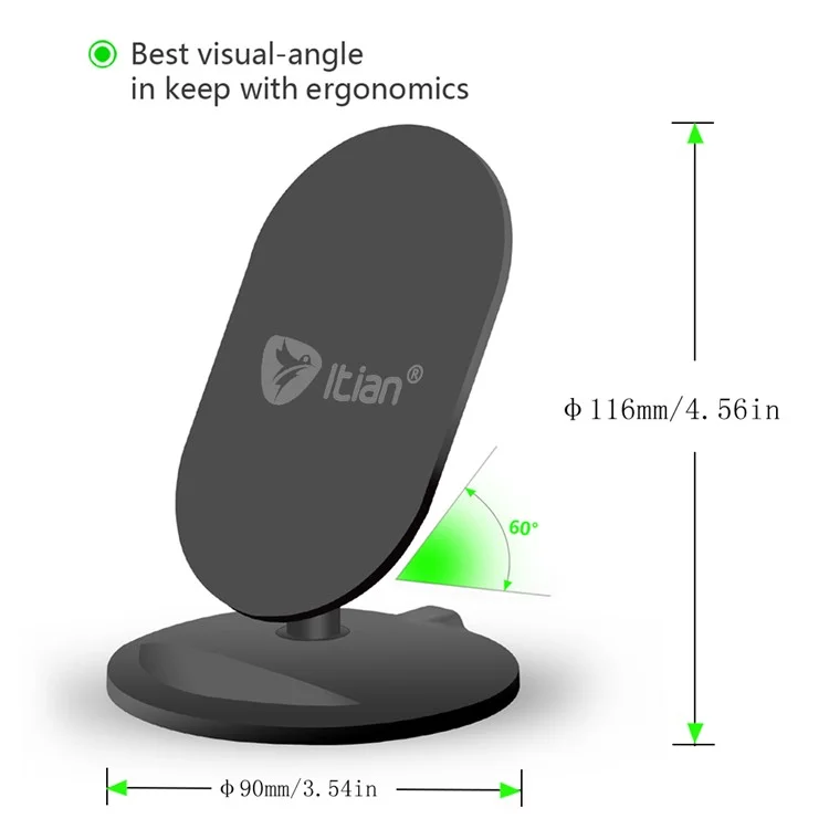 ITIAN M8-10W Fast Charge Wireless Charging Convertible Stand Holder for iPhone 8/8 Plus/Samsung Galaxy Note 8 - Black