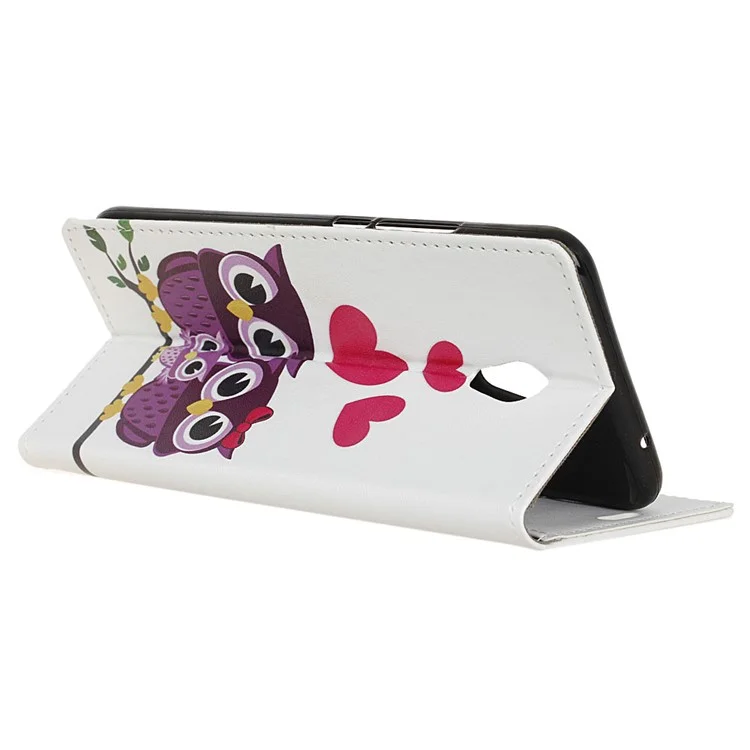 Patterned Wallet Stand Leather Phone Case for Alcatel U5 (4G Version) - Lovely Owls