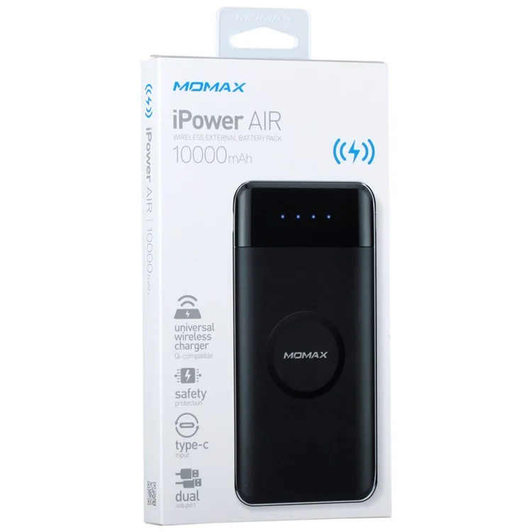 MOMAX iPower Air Wireless Charging Pad + Power Bank 10000mAh for iPhone X/8/8 Plus etc. (Not Support FOD Function) - Black