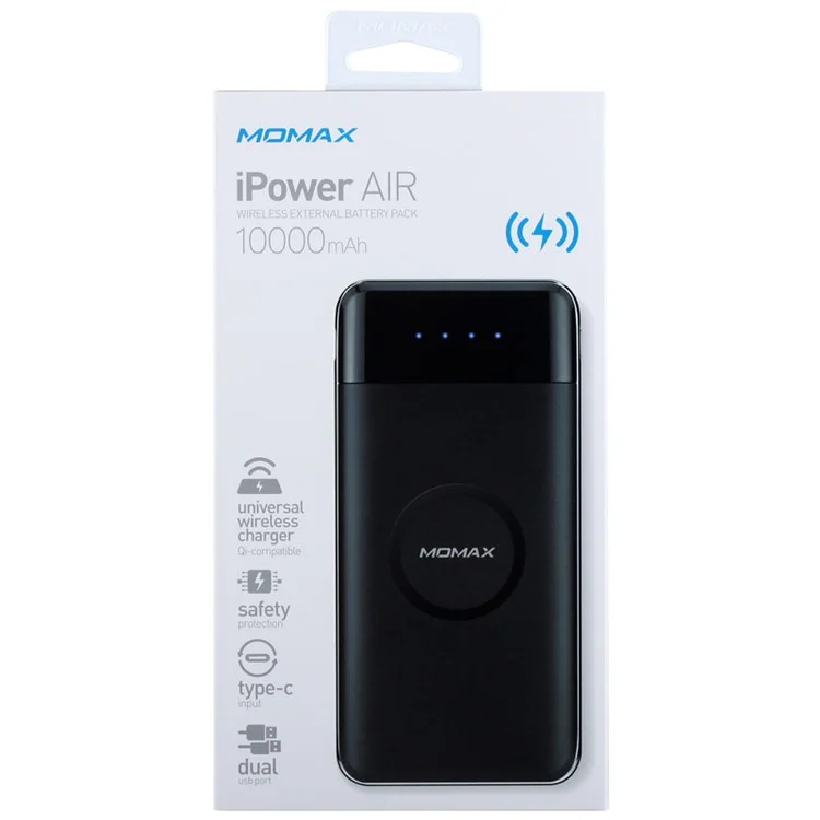 MOMAX iPower Air Wireless Charging Pad + Power Bank 10000mAh for iPhone X/8/8 Plus etc. (Not Support FOD Function) - Black