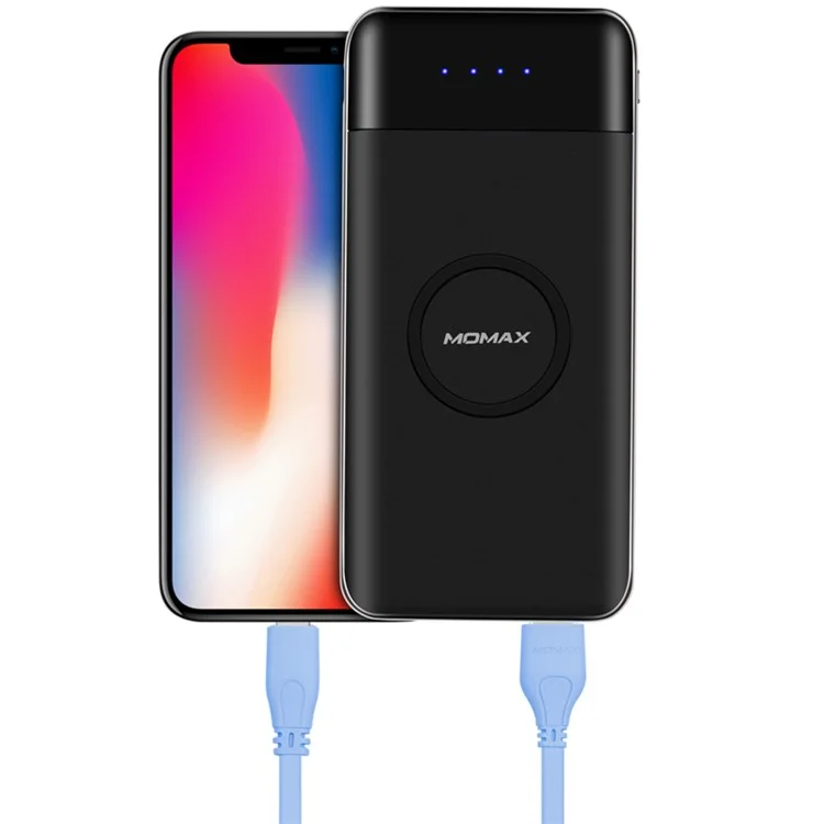 MOMAX iPower Air Wireless Charging Pad + Power Bank 10000mAh for iPhone X/8/8 Plus etc. (Not Support FOD Function) - Black