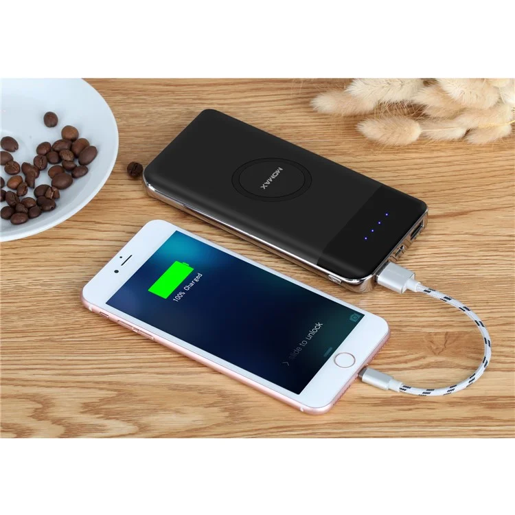 MOMAX iPower Air Wireless Charging Pad + Power Bank 10000mAh for iPhone X/8/8 Plus etc. (Not Support FOD Function) - Black