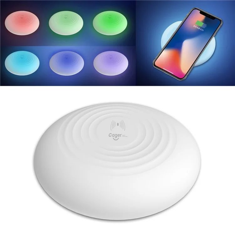 CAGER WL2 Jellyfish Color Changing Atmosphere LED Light Wireless Charging Pad for iPhone X/8/8 Plus etc.