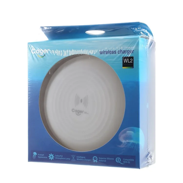 CAGER WL2 Jellyfish Color Changing Atmosphere LED Light Wireless Charging Pad for iPhone X/8/8 Plus etc.