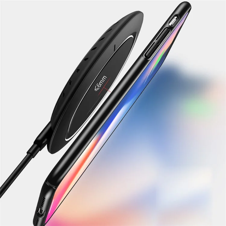 USAMS US-CD29 Sedo Series Wireless Fast Charging Pad for iPhone X/Samsung Galaxy S8 - Black