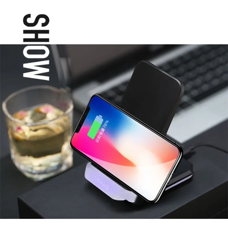 USAMS US-CD28 Wireless Fast Charging Stand Holder for iPhone Samsung