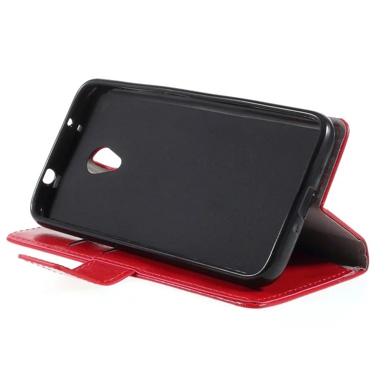Crazy Horse Magnetic Stand Wallet Leather Mobile Phone Case for Alcatel U5 HD - Red