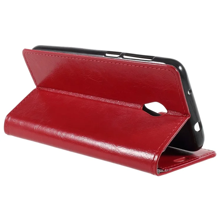 Crazy Horse Magnetic Stand Wallet Leather Mobile Phone Case for Alcatel U5 HD - Red